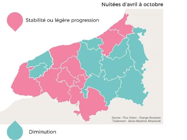 Cartographie des nuitées d'avril à ocotbre 